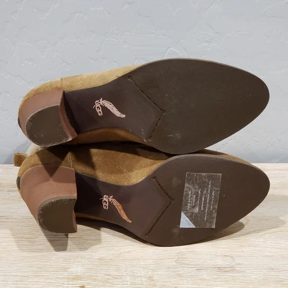 NWOB! UGG "ANALISE" Women's Suede Sheepskin High Heel Ankle Boots (8) Chestnut - Picture 8 of 10